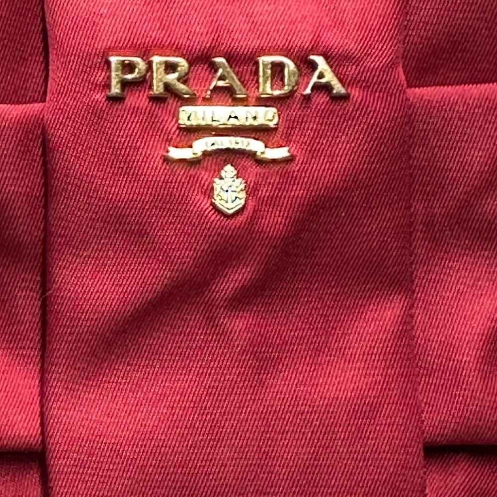 Prada Fiocco Bow Tessuto/Nylon Tote Bag Red - Picture 2 of 14